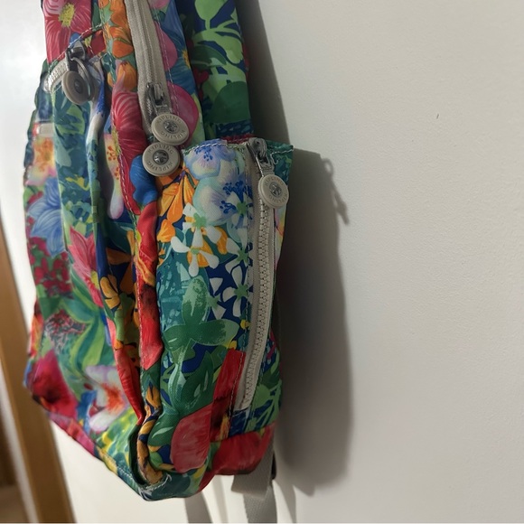 Kipling Multicolor Floral Backpack Bag Missing Monkey Charm - Picture 6 of 12